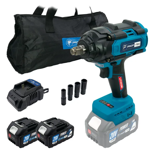 Акумуляторний гайковерт PROFI-TEC PTW820BL POWERLine (2×PT2040MP (4.0 Аг), зарядний пристрій) Акумуляторний гайковерт PROFI-TEC PTW820BL POWERLine (2×PT2040MP (4.0 Аг), зарядний пристрій)
