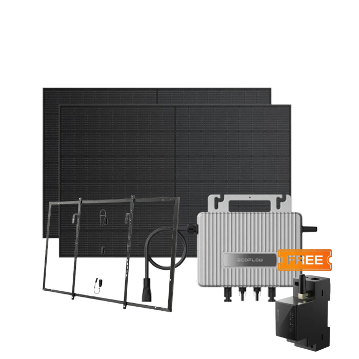 Комплект EcoFlow STREAM Microinverter/2*400W Rigid Solar Panel Combo/Розумний лічильник Smart Meter/Система кріплень для сонячних панелей Balcony Hook Kit
