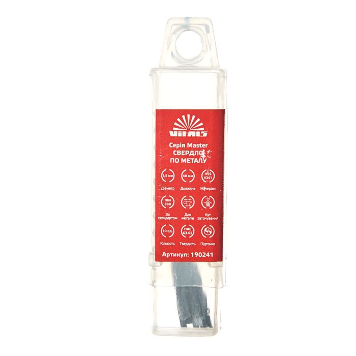 Свердло по металу HSS 4341 1.5 (10 од.) Vitals Master