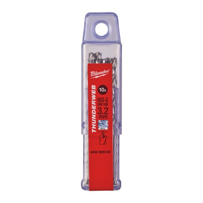 Сверло по металлу THUNDERWEB HSS-G MILWAUKEE, DIN338, Ø3,2x65х36мм, (10шт)