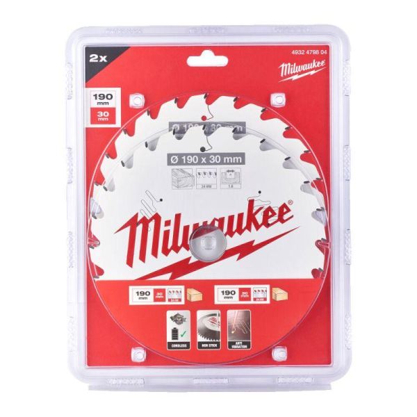 Набор дисков пильных MILWAUKEE Ø190x30x24зуб. (2шт. 4932471300)