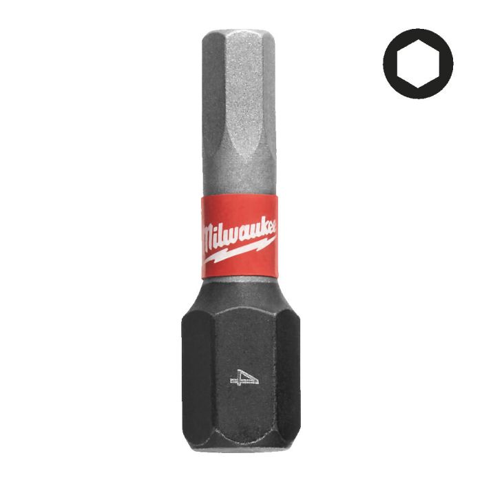 Бита SHOCKWAVE MILWAUKEE, Hex4,0, 25мм, (2шт)