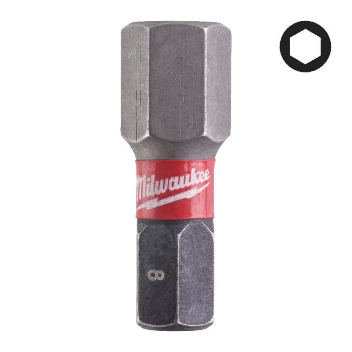 Бита SHOCKWAVE MILWAUKEE, Hex8,0, 25мм, (2шт)