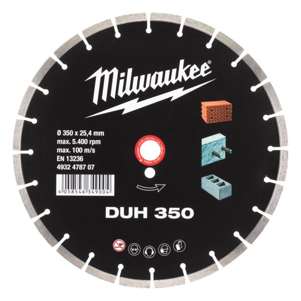 Диск алмазный MILWAUKEE DUH 350, Ø350мм (железобетон, кирпич) PROMO
