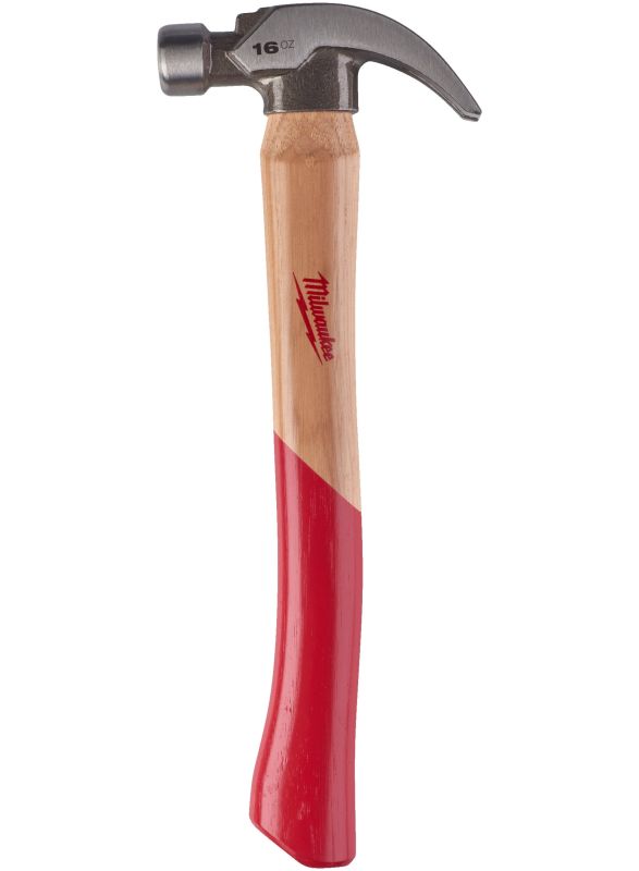 Молоток с закругленным гвоздодером и рукояткой из гикори MILWAUKEE, 16 унций/450гр