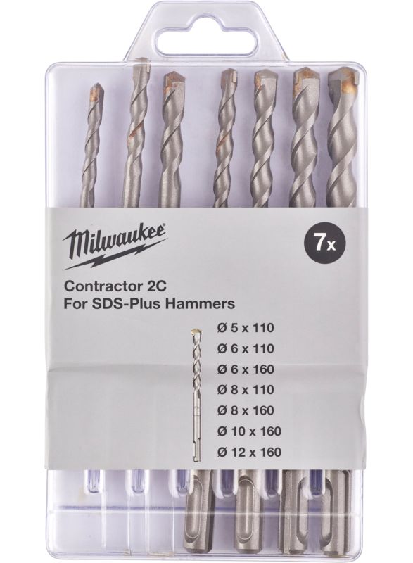 Набор буров SDS-PLUS Contractor MILWAUKEE (5/6/6/8/8/10/12мм) (7шт)