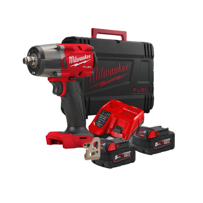 Гайковерт аккумуляторный бесщёточный MILWAUKEE 1/2" (881 Нм) M18 FMTIW2F12-502X,с кольцом