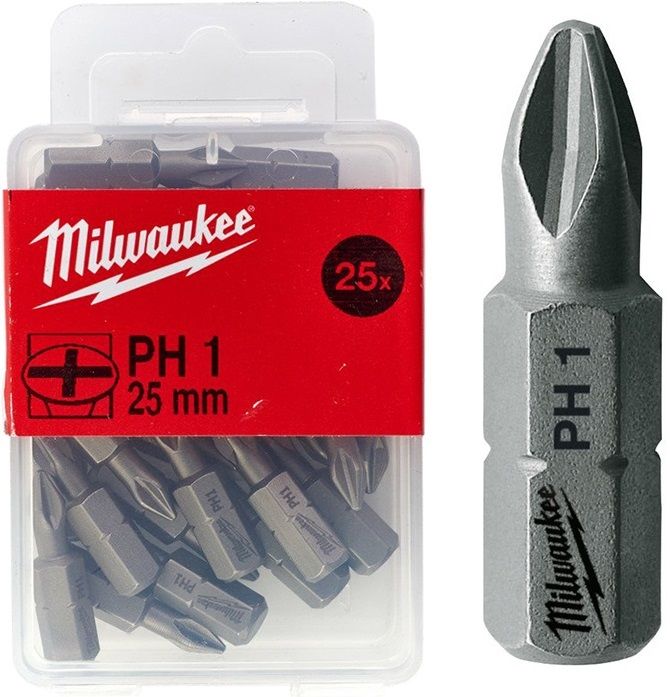 Бита MILWAUKEE, PH1, 25мм, (25 шт)