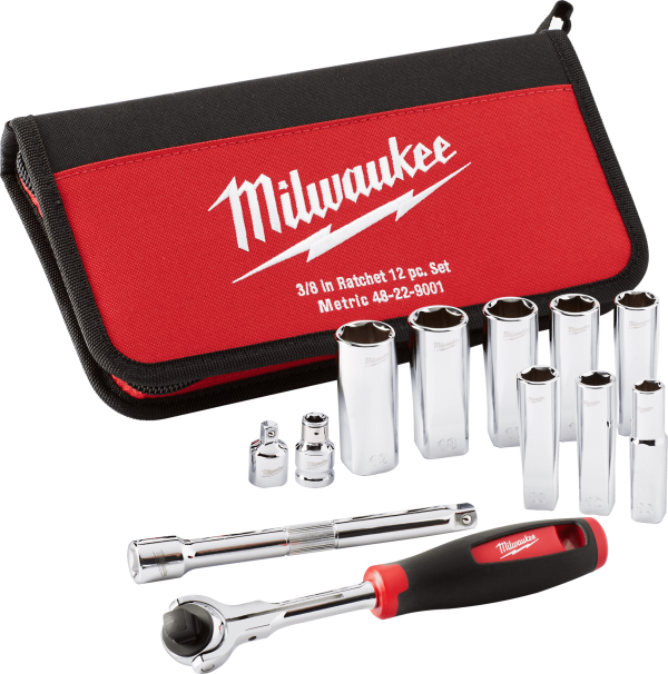 Набор головок торцевых хромированных метрических ⅜″ TRADESMAN MILWAUKEE (12шт) Набор головок торцевых хромированных метрических ⅜″ TRADESMAN MILWAUKEE (12шт)