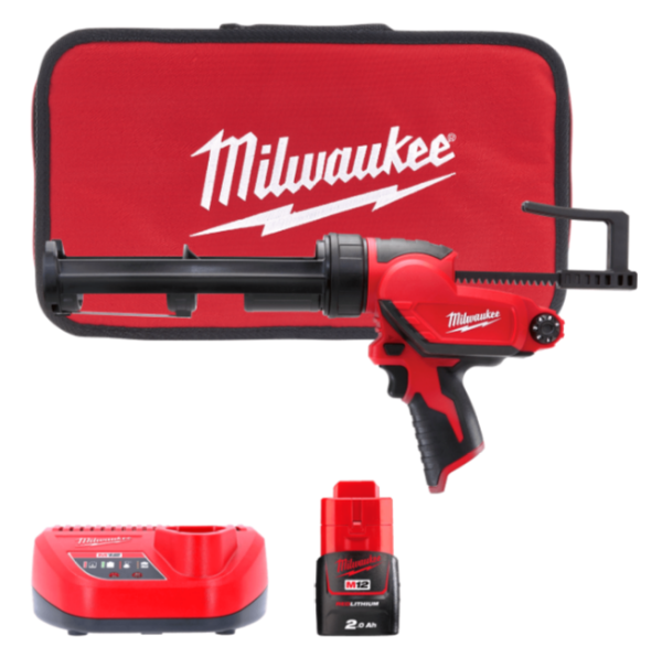 Пистолет для герметика аккумуляторный MILWAUKEE M12 PCG/310C-201B (310мл) (ЗУ+1акк.Х2Ач+сумка)