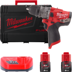 Дрель-шуруповёрт аккумуляторная бесщёточная ударная MILWAUKEE M12 FPDX-202X (37Нм) (ЗУ+2акХ2Ач+кейс)