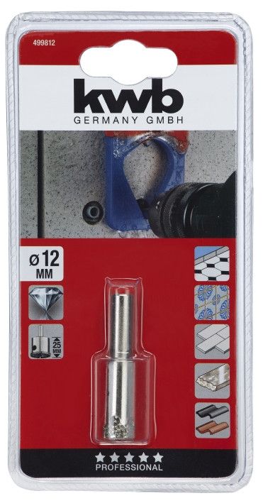Коронка пильная алмазная 12/25 мм, KWB (499812)