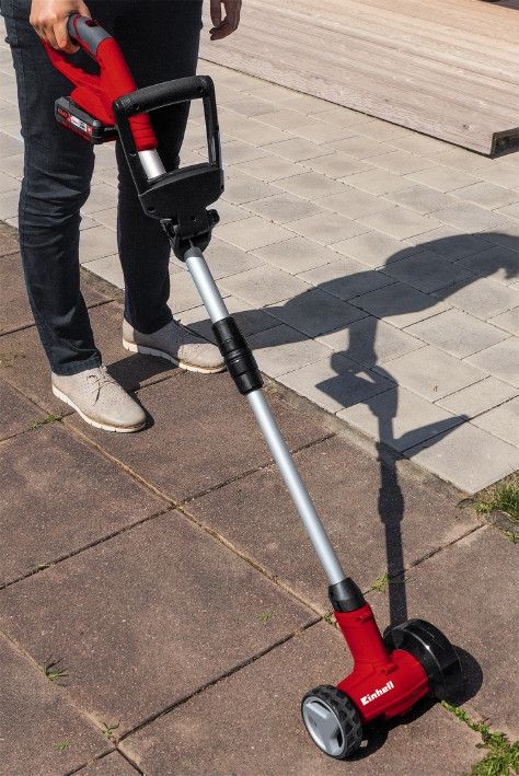 Пристрій для чистки стиків плитки акумуляторний Einhell X-Change GE-CC 18 Li Solo (без акум.), 18В, 1200 об/хв, щітка 10 см, телескопічна ручка, в комплекті 1 жорстка і 1 м'яка щітки