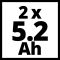 Акумулятор X-Change 5.2 Аг, PXC-PLUS Einhell 2x 18V 5.2Ah PXC Twinpack, 2шт. (4511526)