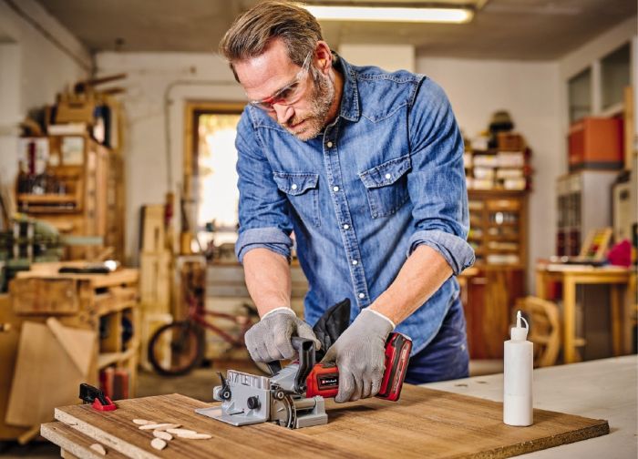 Фрезер ламельний акумуляторний  Einhell TE-BJ 18 Li, PXC, X-Change (без акум.), 18 В, макс. глибина 20 мм, діам. 100 мм.(4350630)