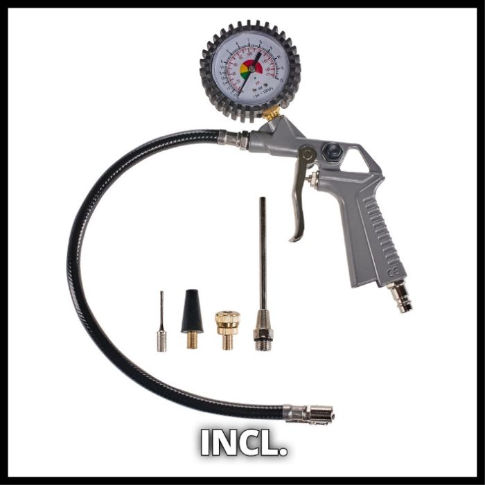 Компресор повітряний, Einhell TC-AC 190 OF Set (4020660) 1100 Вт, 190 л/хв, 8 бар, без ресивера, безмасляний, + пістолет, шланг і насадки