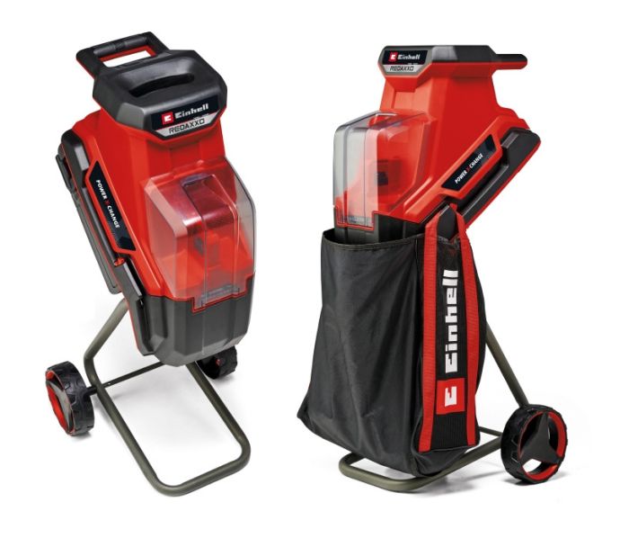 Подрібнювач садовий акумуляторний X-Change (без акум.), 36В, діам. гілок до 25 мм, ножі, шум 100 дБ, бак 55 літрів, 3000 об/хв, рекомендовано акумулятори 5.2 Аг і більше