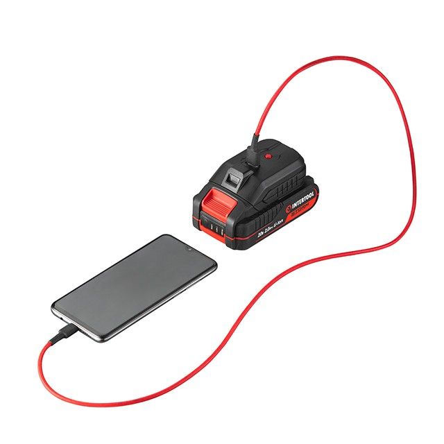 Адаптер для акумулятора 20 В з USB 2 А та LED-ліхтарем INTERTOOL WT-9300