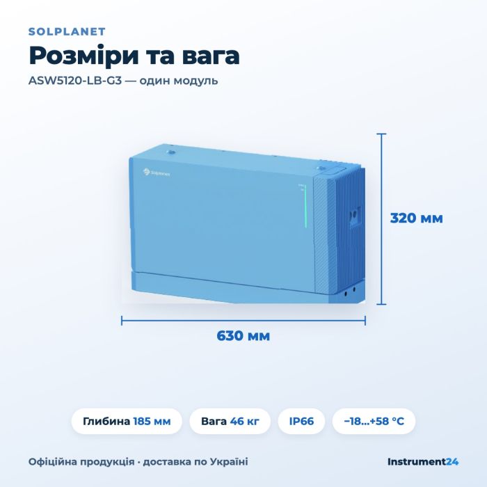 Акумуляторна батарея Solplanet ASW5120-LB-G3 5,12 кВт·год (51,2 В, LiFePO4)