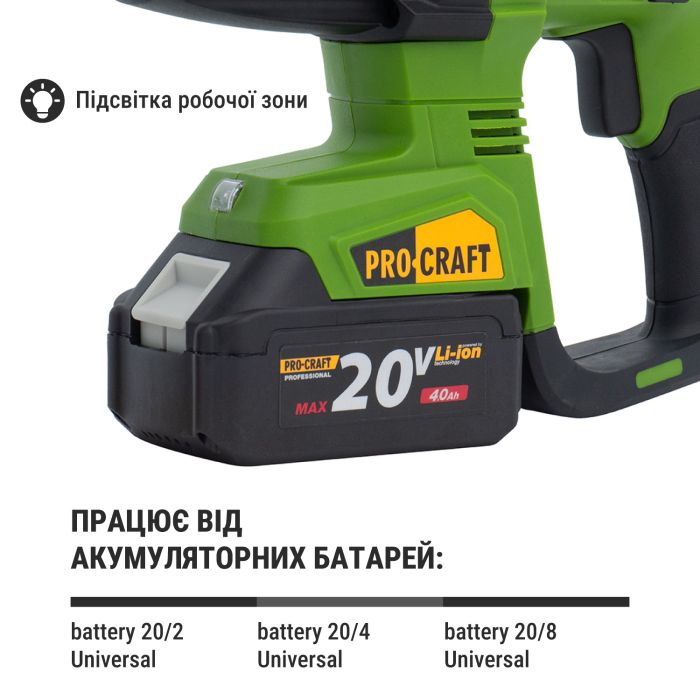 Акумуляторний перфоратор Procraft PHA40 Кейс (без АКБ та ЗП)