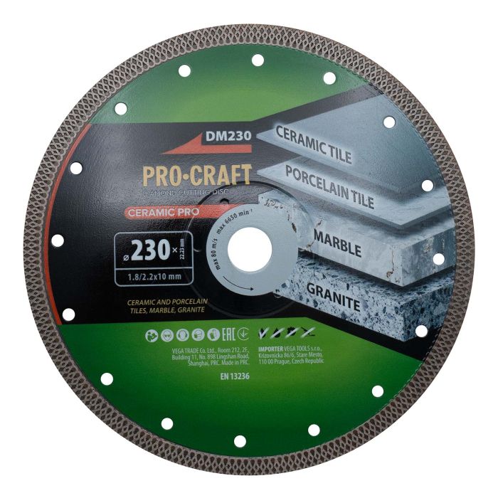 Алмазний диск Procraft DM230 230мм 22,23мм 2.2 мм