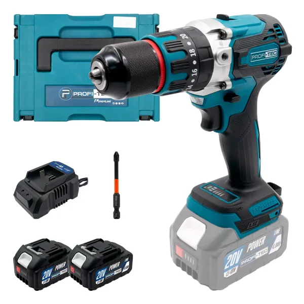 Акумуляторний дриль-шуруповерт PROFI-TEC DHP485BL POWERLine (2×PT2040MP (4.0 Аг), зарядний пристрій)