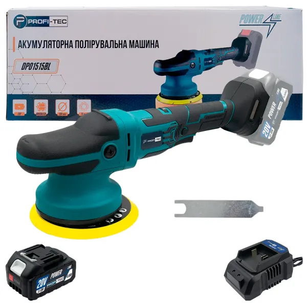 Акумуляторна ексцентрикова полірувальна машина PROFI-TEC DPO1515BL POWERLine (1×PT2040MP (4.0 Аг), зарядний пристрій) Акумуляторна ексцентрикова полірувальна машина PROFI-TEC DPO1515BL POWERLine (1×PT2040MP (4.0 Аг), зарядний пристрій)