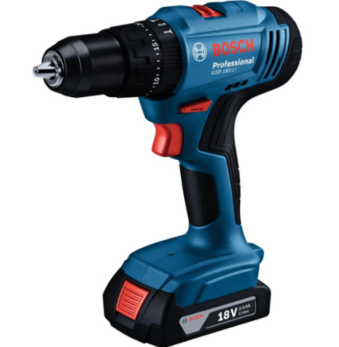 Акумуляторний ударний дриль-шуруповерт Bosch GSB 183-Li Professional, 2 акб 18 V 2 Ah та з/п GAL 18V-20, у кейсі