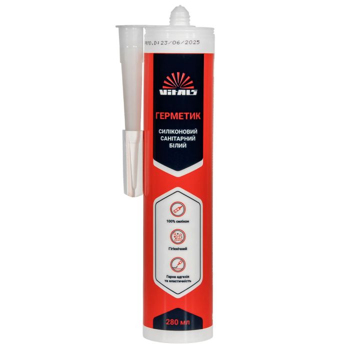 Герметик силіконовий санітарний білий 280 мл Vitals Fix