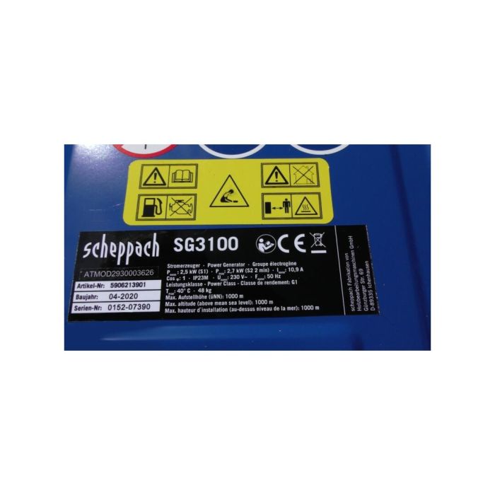 Генератор бензиновий Scheppach SG3100 2,5 кВт
