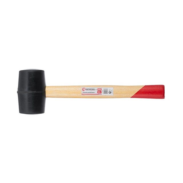 Киянка резиновая 350 г, черная резина, деревянная ручка HT-0236