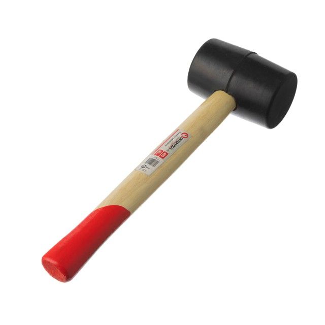 Киянка резиновая 450 г, черная резина, деревянная ручка HT-0237