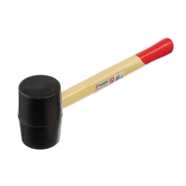 Киянка резиновая 450 г, черная резина, деревянная ручка HT-0237