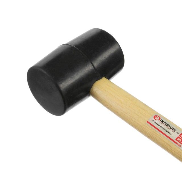 Киянка резиновая 450 г, черная резина, деревянная ручка HT-0237