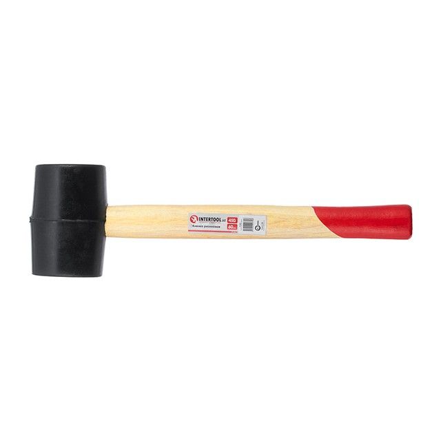 Киянка резиновая 450 г, черная резина, деревянная ручка HT-0237
