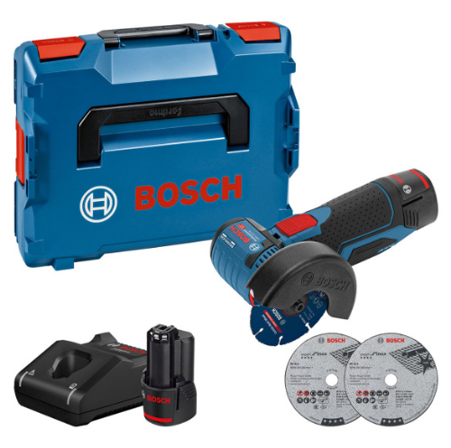 Акумуляторна кутова шліфмашина Bosch GWS 12V-76 Professional, 2 акб GBA 12V 3.0Ah, з/п GAL 12V-40, 3 відрізних круга в L-Boxx 102 Акумуляторна кутова шліфмашина Bosch GWS 12V-76 Professional, 2 акб GBA 12V 3.0Ah, з/п GAL 12V-40, 3 відрізних круга в L-Boxx 102