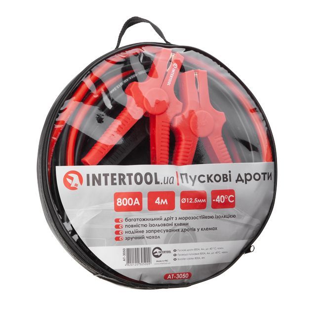 Провода пусковые 800 А, 4 м, до -40°C, чехол INTERTOOL AT-3050