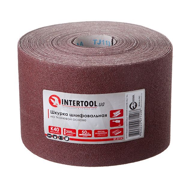 Шкірка шліфувальна на тканинній основі К40, 20 cм * 50 м INTERTOOL BT-0714