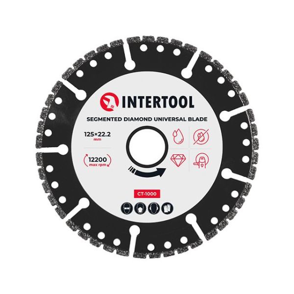 Диск алмазный универсальный сегментный 125 *22.2 мм, на угловую шлифмашину INTERTOOL CT-1000