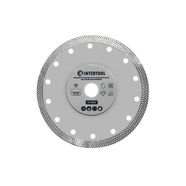 Диск отрезной алмазный со сплошной кромкой 125мм, по керамограниту INTERTOOL CT-3102