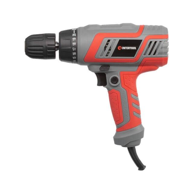 Дриль-шурупокрут електричний 320 Вт, 220 В, 0-750 об/хв., 0.8-10 мм, 10 Нм INTERTOOL DT-0103