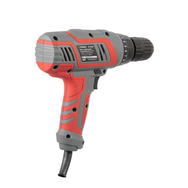 Дриль-шурупокрут електричний 320 Вт, 220 В, 0-750 об/хв., 0.8-10 мм, 10 Нм INTERTOOL DT-0103