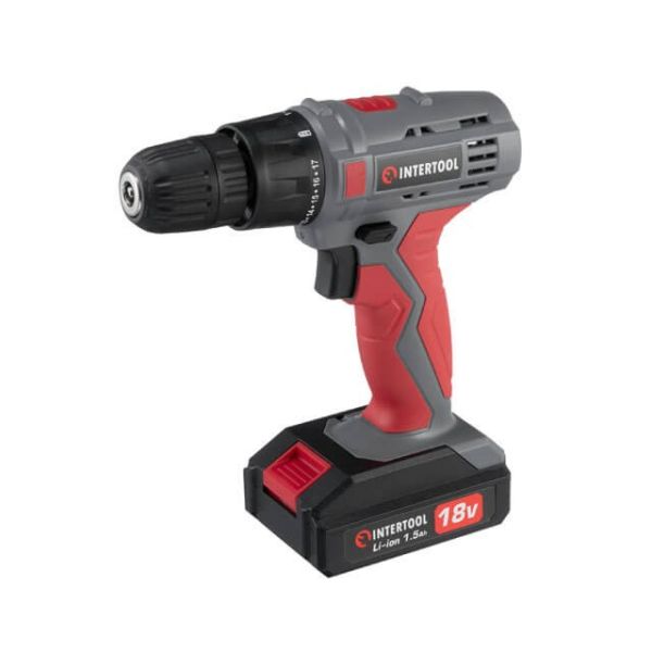 Дрель-шуруповерт аккумуляторная 18 В, 17 Нм, 0-700 об/мин, 0.8-10 мм, Li-Ion, 1.5 Ач INTERTOOL DT-0315 Дрель-шуруповерт аккумуляторная 18 В, 17 Нм, 0-700 об/мин, 0.8-10 мм, Li-Ion, 1.5 Ач INTERTOOL DT-0315