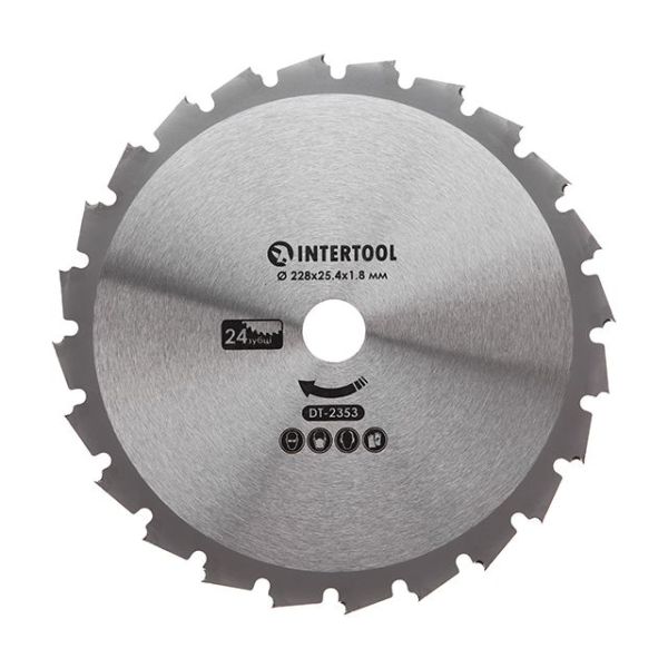 Нож для мотокосы/триммера с твердосплавными напайками ø228 мм, 24T INTERTOOL DT-2353