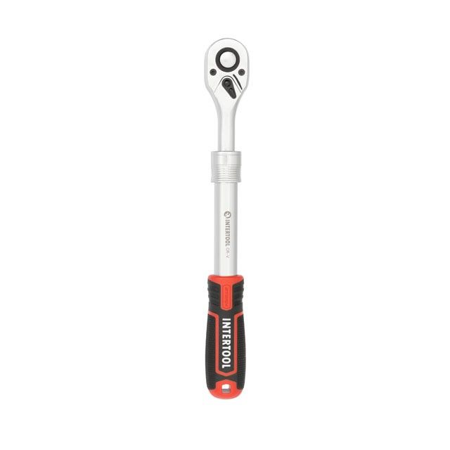 Рукоятка с храповым механизмом телескопическая STORM, 72 зуба 1/2", Cr-V INTERTOOL ET-8006