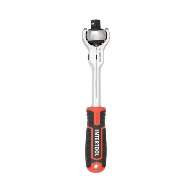 Рукоятка с храповым механизмом поворотная STORM, 72 зуба 1/2", Cr-V INTERTOOL ET-8009