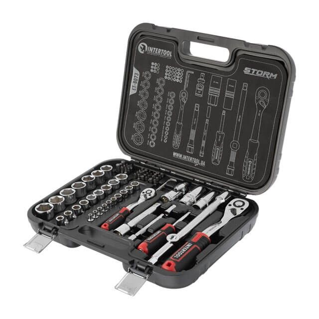 Набір інструментів 73 од. STORM, 1/2", 1/4", Cr-V INTERTOOL ET-8073