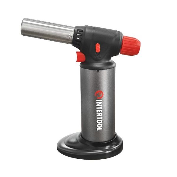 Горелка газовая заправляемая. Пьезорозжиг, 1100 град.С INTERTOOL GB-0009