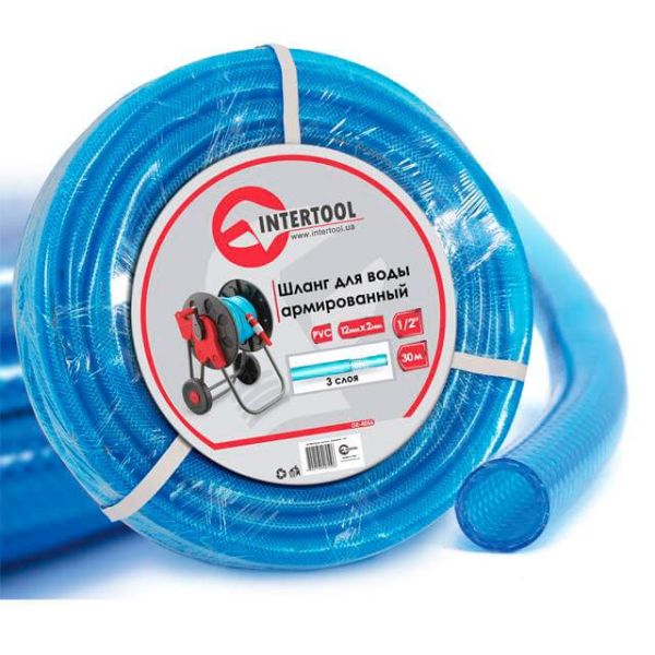 Шланг для воды 3-х слойный, 1/2", 30 м, армированный, PVC INTERTOOL GE-4055 Шланг для воды 3-х слойный, 1/2", 30 м, армированный, PVC INTERTOOL GE-4055