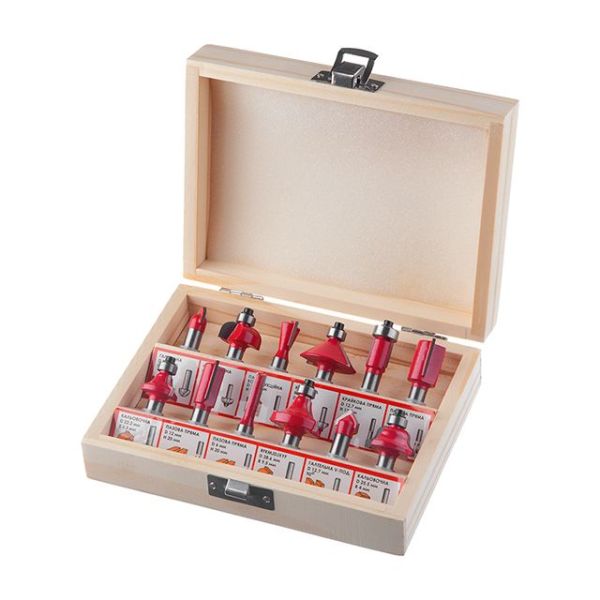 Набор фрез по дереву, 12 ед. INTERTOOL HT-0071 Набор фрез по дереву, 12 ед. INTERTOOL HT-0071